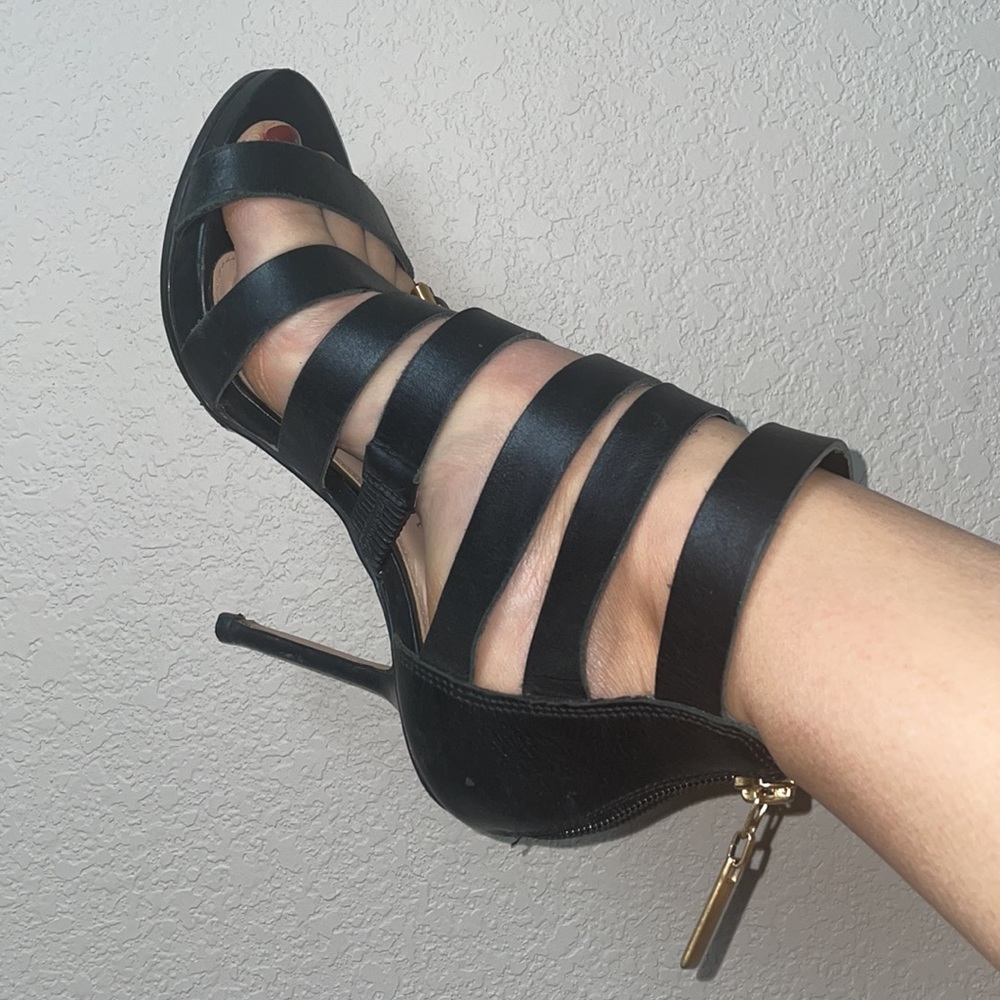 KURT GEIGER CARVELA BLACK STRAPPED HIGH HEELS SIZE 7 (37 EU) - Picture 5 of 13